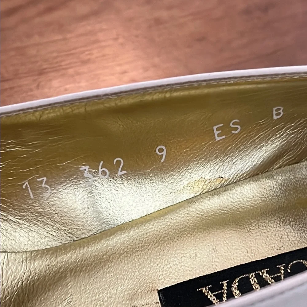 Escada White and Gold Flats with Geometric Embellishments - Picture 10 of 15